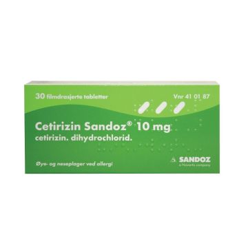 Cetirizin Sandoz 10mg tabletter 30stk