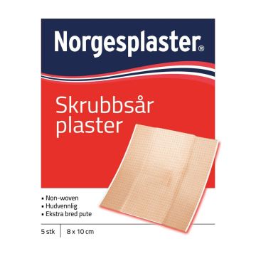 Norgesplaster skrubbsår 8x10cm, 5stk