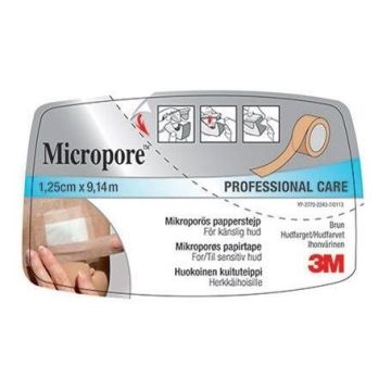 
Micropore 
tape m/dispenser 1,25cmx9,14m brun