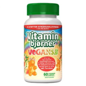 Vitaminbjørner Vegansk tyggetabletter ferskensmak 60 stk