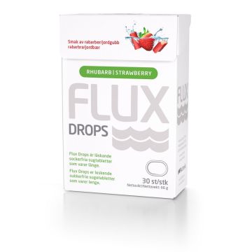 Flux Drops Sugetablett Jordbær&Rabarbra 30stk