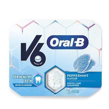 V6 oral-b tyggegummi peppermynte 10stk